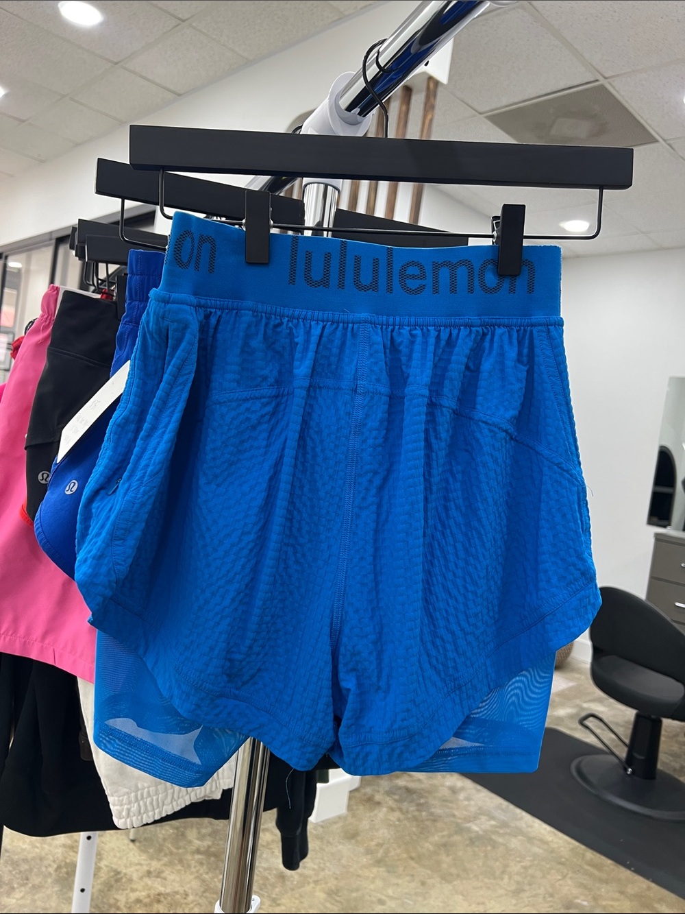 lululemon athletica Poolside Blue Athletic Shorts with Branded Waistband size 4